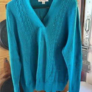 Studio Works Teal V-Neck Sweater